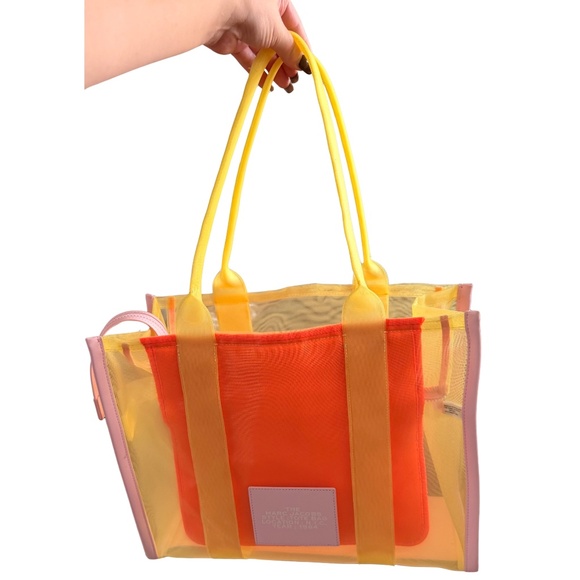 VIRAL AUTH Marc Jacobs Traveler Mesh Large Tote Bag Yellow Perfect Summer Bag! - Picture 3 of 7